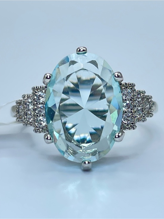 Swarovski Jewelry - Swarovski Crystal Elements Aquamarine Blue Crystal Cocktail Art Deco Ring Sz 8